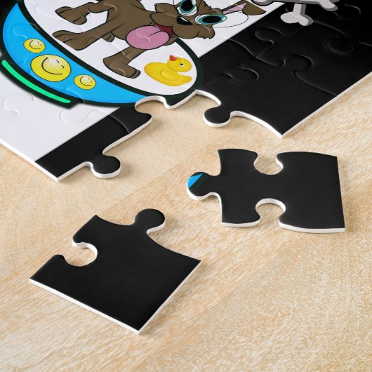 Puzzles Dog Knochen Junge Schwarz & Weiß Streifen (Seite)