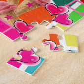 Puzzles Erdbeeren Eiscreme Abstrakt rosa Herzen (Seite)