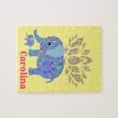 Puzzles farbenfrohe blaue Elefantengelb (Horizontal)