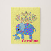 Puzzles farbenfrohe blaue Elefantengelb (Vertikal)