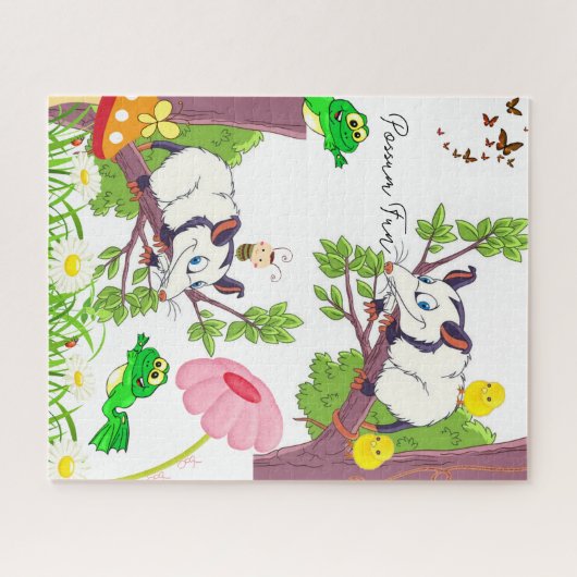 Puzzles farbenfrohe Blumenpossum Kick Frosch (Horizontal)