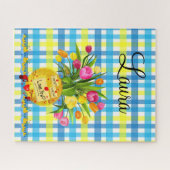 Puzzles farbenfrohe Blütenente Kariert (Horizontal)