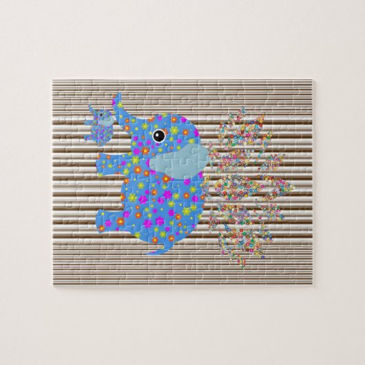 Puzzles farbenfrohe Elefanten Braun Weiße Streifen (Horizontal)