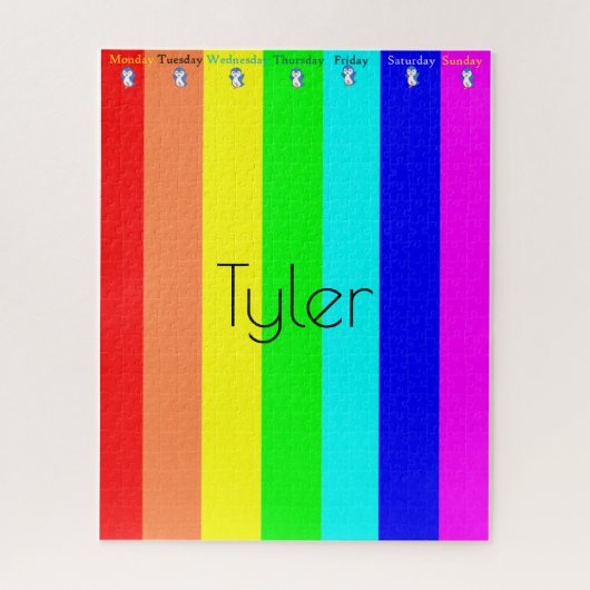 Puzzles Farbige Stripe Pinguin Woche Tage (Vertikal)