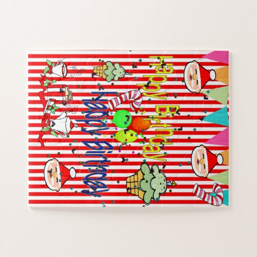 Puzzles farbiges Glück Geburtstag Frohe Weihnachte (Horizontal)