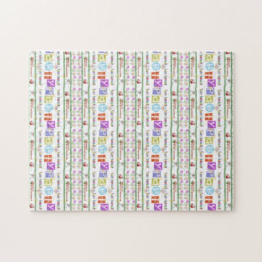 Puzzles farbiges Glück Geburtstag Frohe Weihnachte (Horizontal)