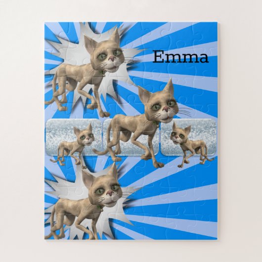 Puzzles Floral 3d Katzen Blau Grau (Vertikal)