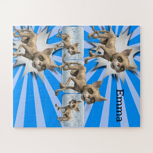 Puzzles Floral 3d Katzen Blau Grau (Horizontal)