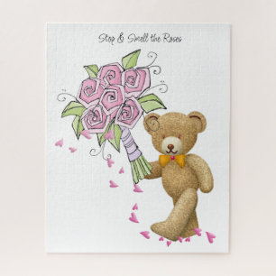 Puzzles floral Teddy Bären Herz rosa