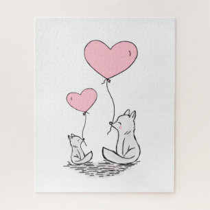 Puzzles Foxy Pink Hearts Frohen Valentinstag 