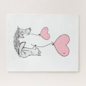 Puzzles Foxy Pink Hearts Frohen Valentinstag  (Horizontal)