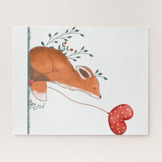 Puzzles Foxy Red Hearts Happy Valentine's Day (Horizontal)