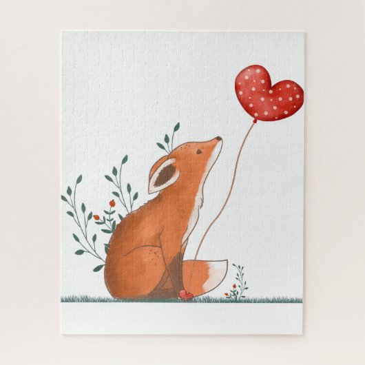 Puzzles Foxy Rote Herzen Frohen Valentinstag (Vertikal)