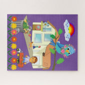 Puzzles Garbage Man Truck Floral Rainbow (Horizontal)