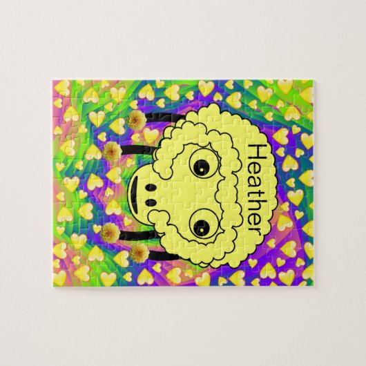 Puzzles Gelbes Schaf Gelbe Herzen Blüte (Horizontal)