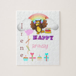 Puzzles Glücklicher Geburtstag Eule Cupcake