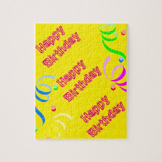 Puzzles, glücklicher Geburtstag, gelber Konfetti Puzzle (Vertikal)