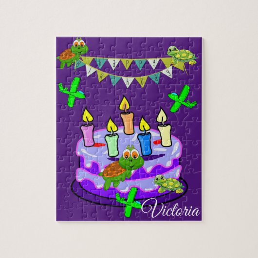 Puzzles Glücklicher Geburtstag Turtles Torte (Vertikal)