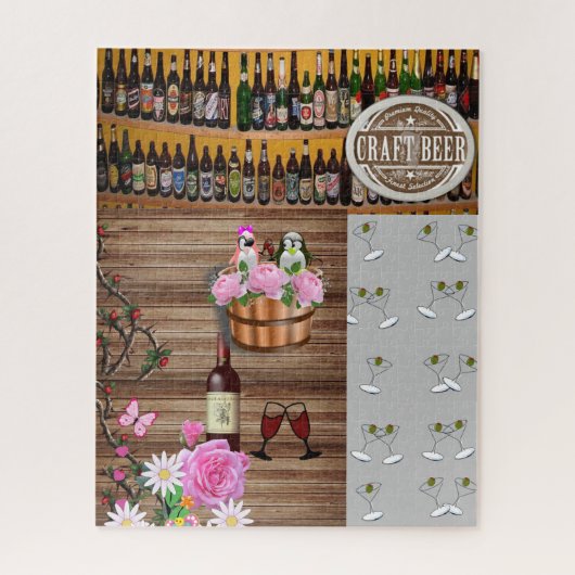 Puzzles Gray Martini Brillen Bierbraun Wein (Vertikal)