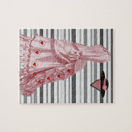 Puzzles Gray Stripe Rosa Hörkleid Viktorianisch (Horizontal)