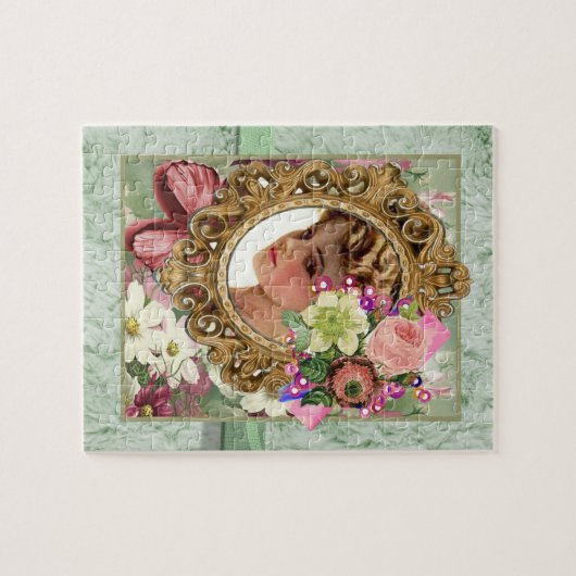 Puzzles Grün rosa Viktorianische Frau (Horizontal)