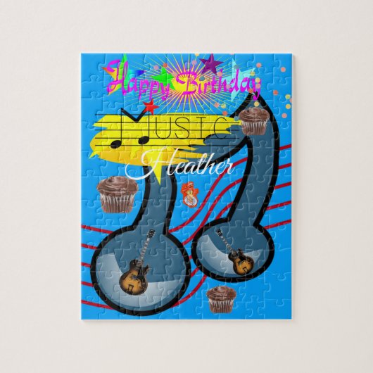 Puzzles Happy Birthday Gitarre Cupcake (Vertikal)