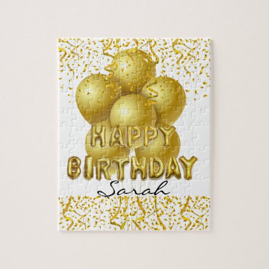 Puzzles Happy Birthday Gold Balloons Confetti (Vertikal)