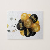 Puzzles Happy Birthday Gold und Black Balloons (Horizontal)