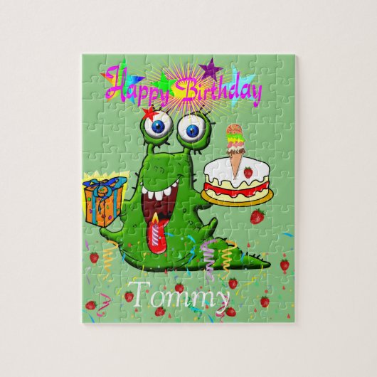 Puzzles Happy Birthday Green Monster (Vertikal)