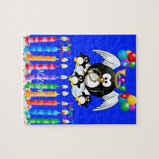 Puzzles Happy Birthday Pinguin Cake Balloons (Horizontal)