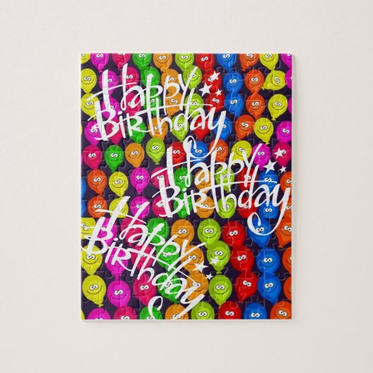 Puzzles Happy Geburtstag farbenfrohe Ballons (Vertikal)