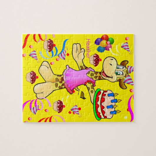 Puzzles Happy Geburtstag Giraffe Yellow (Horizontal)