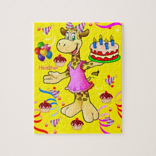 Puzzles Happy Geburtstag Giraffe Yellow (Vertikal)