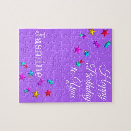 Puzzles Happy Geburtstag Lila Sterne (Horizontal)