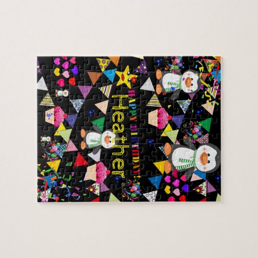 Puzzles Happy Geburtstag Pinguin Cupcake (Horizontal)