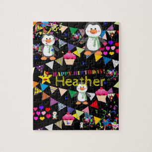 Puzzles Happy Geburtstag Pinguin Cupcake