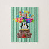 Puzzles Happy Geburtstag Pinguin Grüner Streifen (Vertikal)