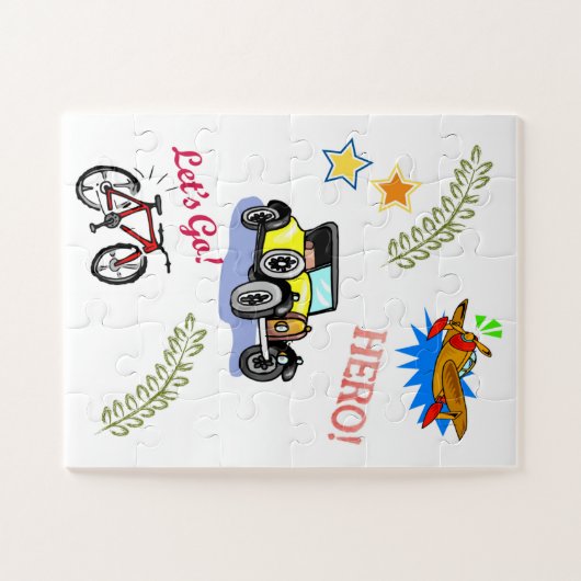 Puzzles Hero Bicycle Car Flugzeug (Horizontal)