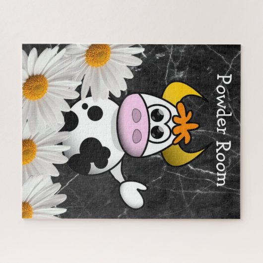 Puzzles Kuh Blütenschwarz Marmor (Horizontal)