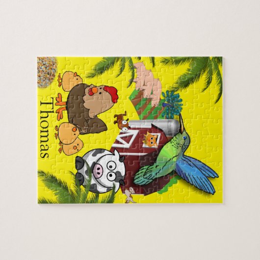 Puzzles Kuh Hühnerhähnchen Bird Kitten Dog (Horizontal)