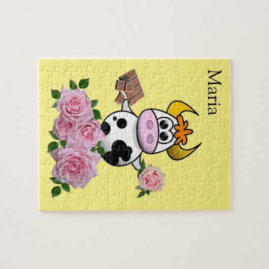 Puzzles Kuh Rosa Rosen Schokolade (Horizontal)