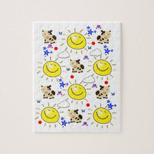 Puzzles Kuh Sun Wolken Blue Stars (Vertikal)