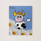 Puzzles Kuh Weiße Daisy Floral (Vertikal)