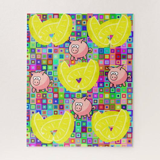 Puzzles Lemons Farbenfrohe Schweine (Vertikal)