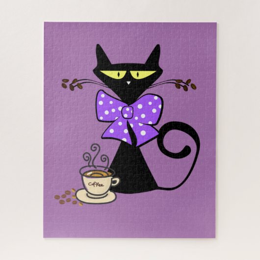 Puzzles Lila Cat Bow-Kaffee (Vertikal)