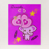 Puzzles Lila Elephant Butterfly Hearts (Vertikal)
