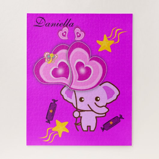 Puzzles Lila Elephant Butterfly Hearts (Vertikal)
