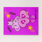 Puzzles Lila Elephant Butterfly Hearts (Horizontal)