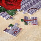 Puzzles Lila florale Rote Rose Angel Teddy Bear (Seite)