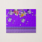 Puzzles Lila Streifen Blumenmuster Blume (Horizontal)
